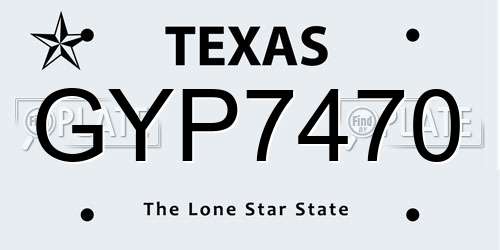 GYP7470 Texas License Plate