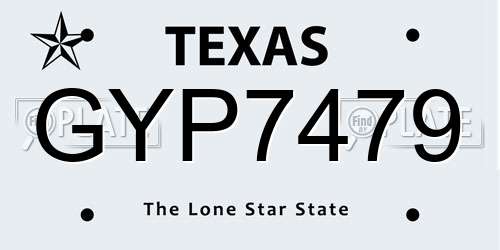 GYP7479 Texas License Plate