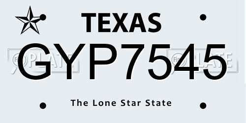 GYP7545 Texas License Plate