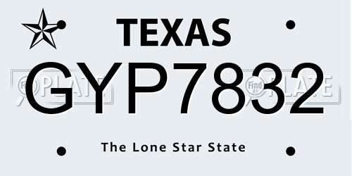 GYP7832 Texas License Plate