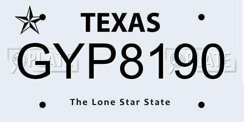 GYP8190 Texas License Plate