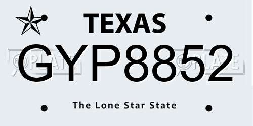 GYP8852 Texas License Plate