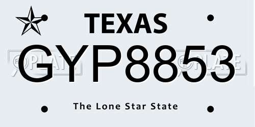 GYP8853 Texas License Plate