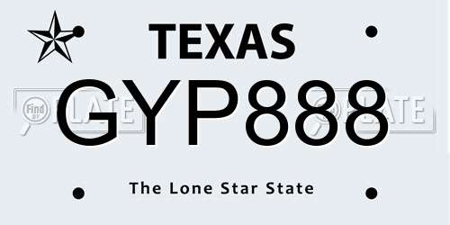 GYP888 Texas License Plate