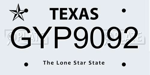 GYP9092 Texas License Plate