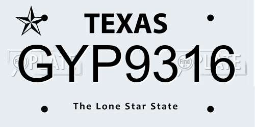 GYP9316 Texas License Plate