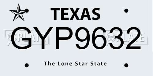 GYP9632 Texas License Plate