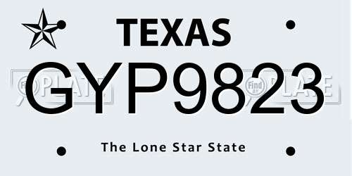 GYP9823 Texas License Plate