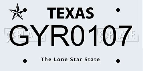 GYR0107 Texas License Plate