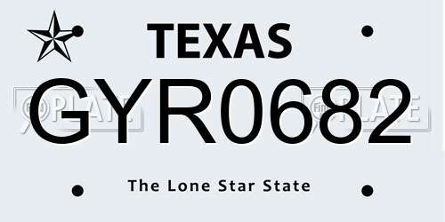 GYR0682 Texas License Plate