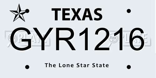 GYR1216 Texas License Plate