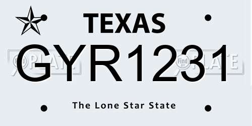 GYR1231 Texas License Plate