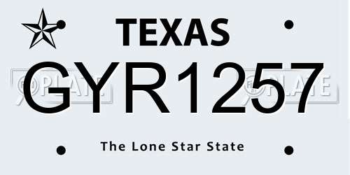 GYR1257 Texas License Plate