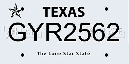 GYR2562 Texas License Plate
