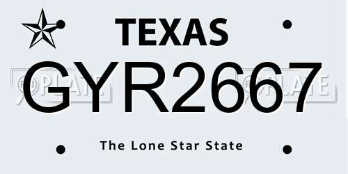 GYR2667 Texas License Plate