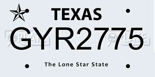 GYR2775 Texas License Plate