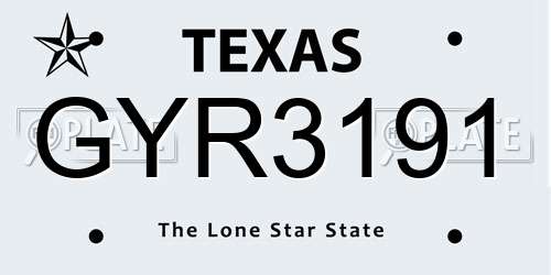 GYR3191 Texas License Plate
