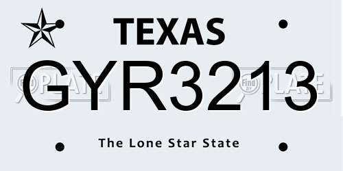 GYR3213 Texas License Plate