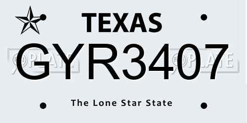 GYR3407 Texas License Plate