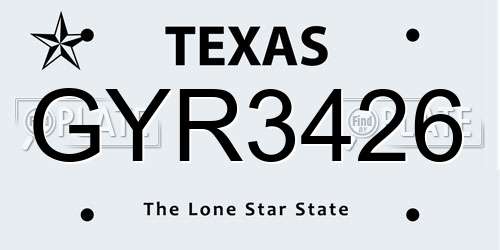 GYR3426 Texas License Plate