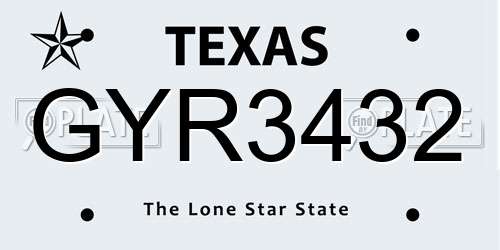 GYR3432 Texas License Plate