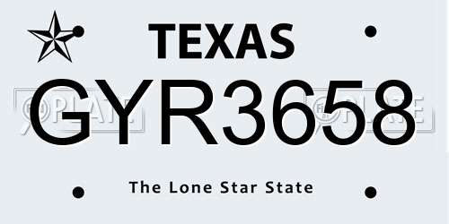 GYR3658 Texas License Plate