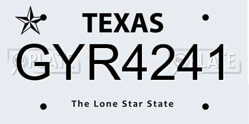 GYR4241 Texas License Plate