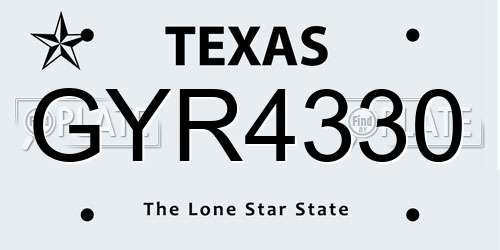 GYR4330 Texas License Plate