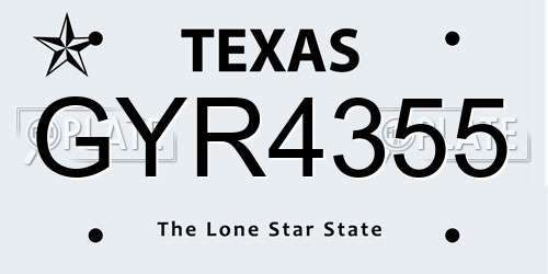 GYR4355 Texas License Plate