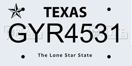 GYR4531 Texas License Plate