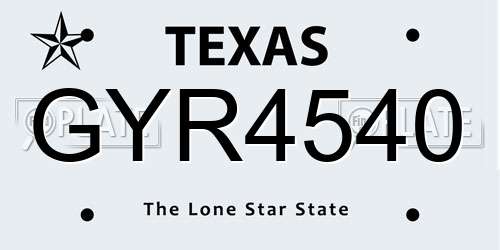 GYR4540 Texas License Plate