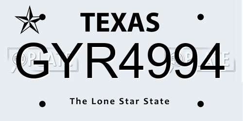 GYR4994 Texas License Plate