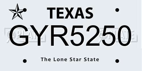 GYR5250 Texas License Plate