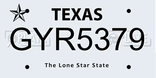 GYR5379 Texas License Plate