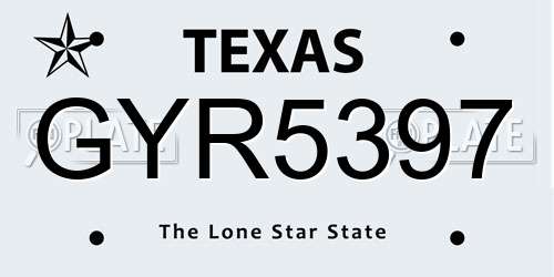 GYR5397 Texas License Plate