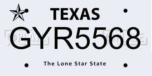 GYR5568 Texas License Plate