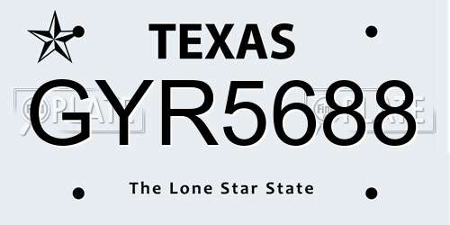 GYR5688 Texas License Plate