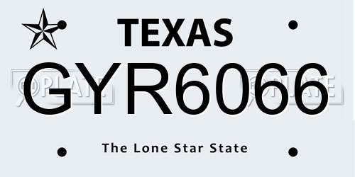 GYR6066 Texas License Plate