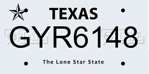 GYR6148 Texas License Plate