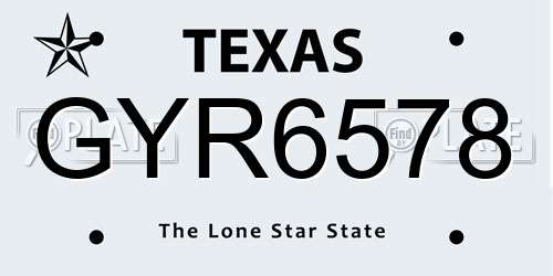 GYR6578 Texas License Plate