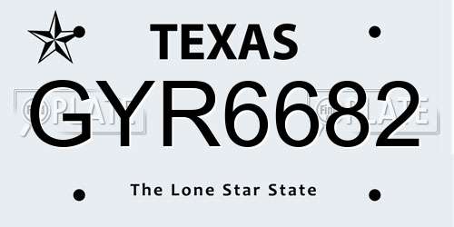 GYR6682 Texas License Plate