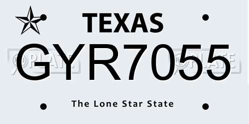 GYR7055 Texas License Plate