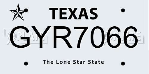 GYR7066 Texas License Plate