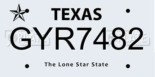 GYR7482 Texas License Plate
