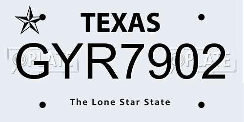 GYR7902 Texas License Plate