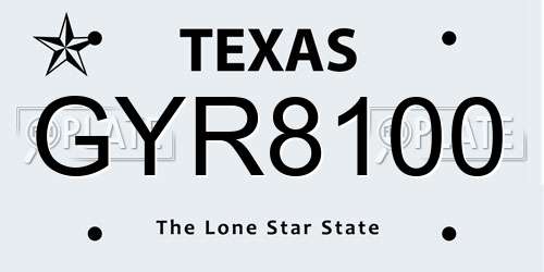 GYR8100 Texas License Plate