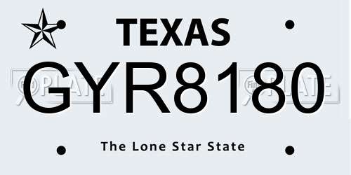 GYR8180 Texas License Plate