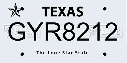 GYR8212 Texas License Plate