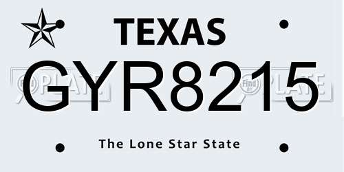 GYR8215 Texas License Plate