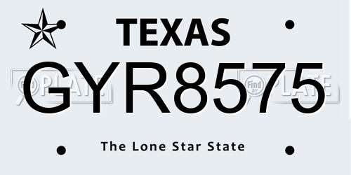GYR8575 Texas License Plate